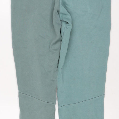 Puma Boys Green Track Pants 13-14 Years Cotton Blend Logo Tape Joggers