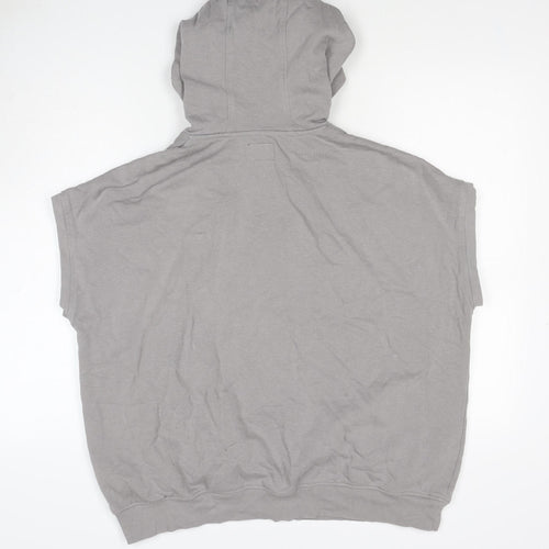 Enorsia Men Grey XL Sleeveless Full Zip Hooded Fleece Vest Hoodie