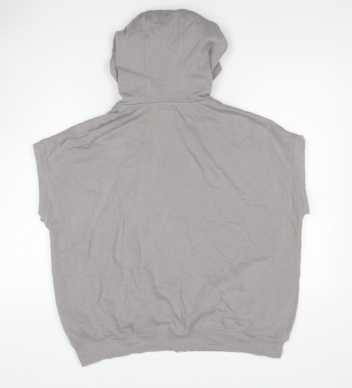 Enorsia Men Grey XL Sleeveless Full Zip Hooded Fleece Vest Hoodie