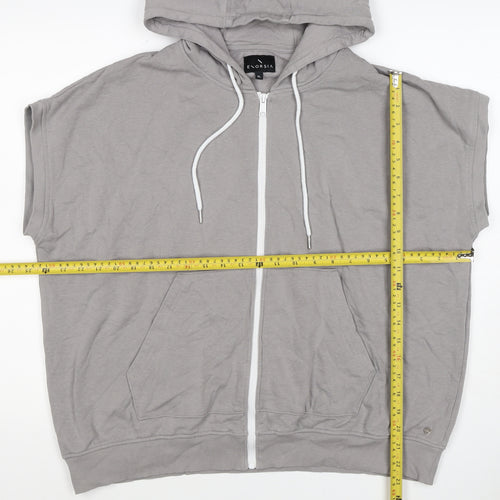 Enorsia Men Grey XL Sleeveless Full Zip Hooded Fleece Vest Hoodie