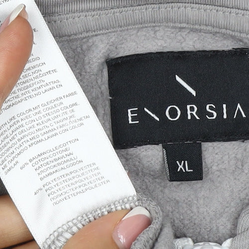 Enorsia Men Grey XL Sleeveless Full Zip Hooded Fleece Vest Hoodie