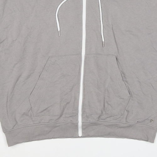Enorsia Men Grey XL Sleeveless Full Zip Hooded Fleece Vest Hoodie