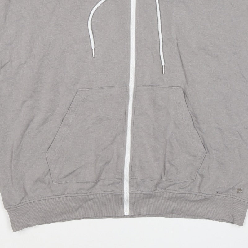 Enorsia Men Grey XL Sleeveless Full Zip Hooded Fleece Vest Hoodie