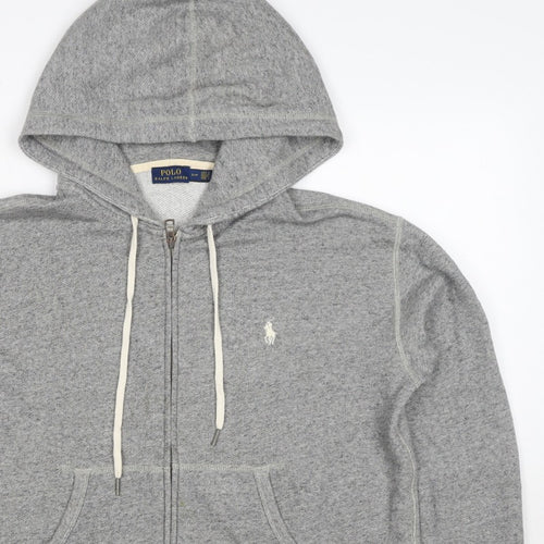 Polo Ralph Lauren Men Grey S Full Zip Hoodie Logo Cotton Blend
