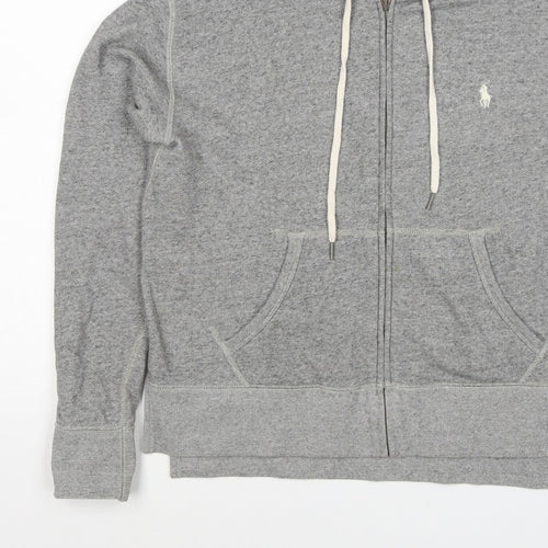 Polo Ralph Lauren Men Grey S Full Zip Hoodie Logo Cotton Blend