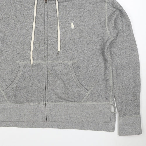 Polo Ralph Lauren Men Grey S Full Zip Hoodie Logo Cotton Blend