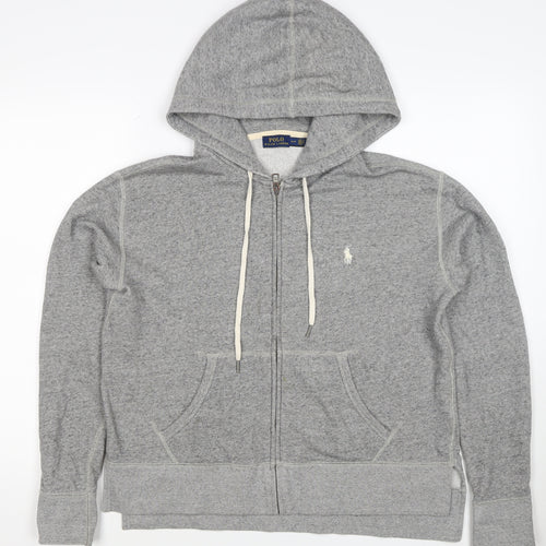 Polo Ralph Lauren Men Grey S Full Zip Hoodie Logo Cotton Blend