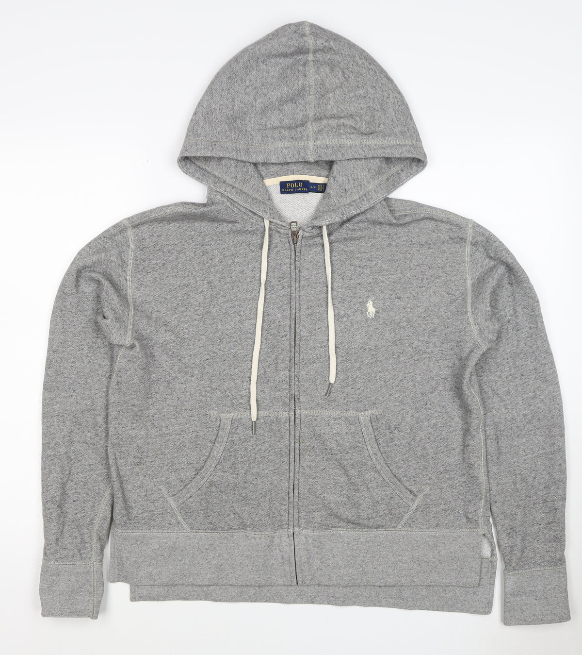 Polo Ralph Lauren Men Grey S Full Zip Hoodie Logo Cotton Blend