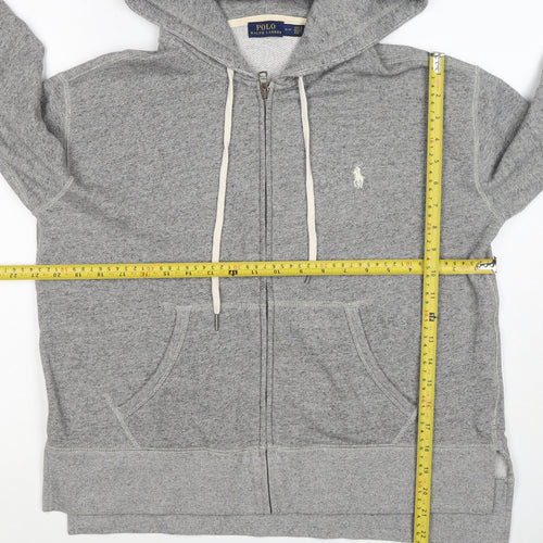 Polo Ralph Lauren Men Grey S Full Zip Hoodie Logo Cotton Blend