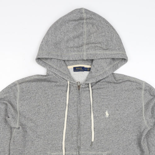 Polo Ralph Lauren Men Grey S Full Zip Hoodie Logo Cotton Blend