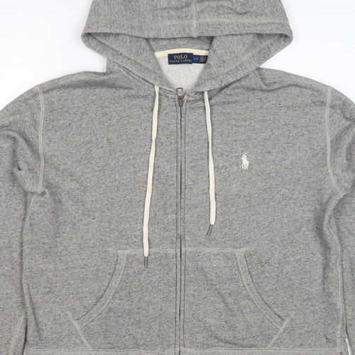 Polo Ralph Lauren Men Grey S Full Zip Hoodie Logo Cotton Blend