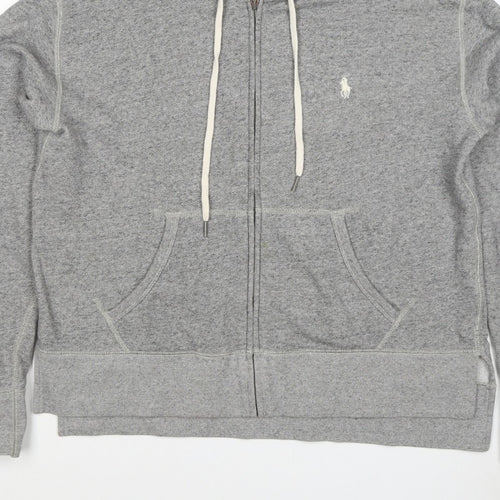 Polo Ralph Lauren Men Grey S Full Zip Hoodie Logo Cotton Blend