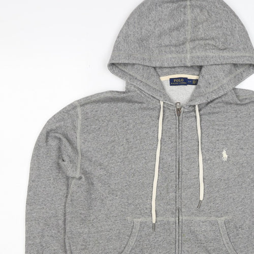 Polo Ralph Lauren Men Grey S Full Zip Hoodie Logo Cotton Blend