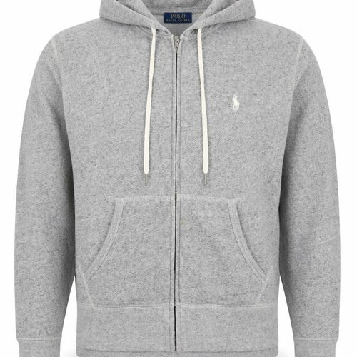 Polo Ralph Lauren Men Grey S Full Zip Hoodie Logo Cotton Blend