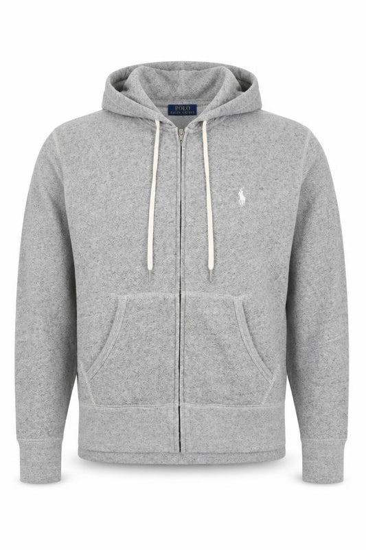 Polo Ralph Lauren Men Grey S Full Zip Hoodie Logo Cotton Blend