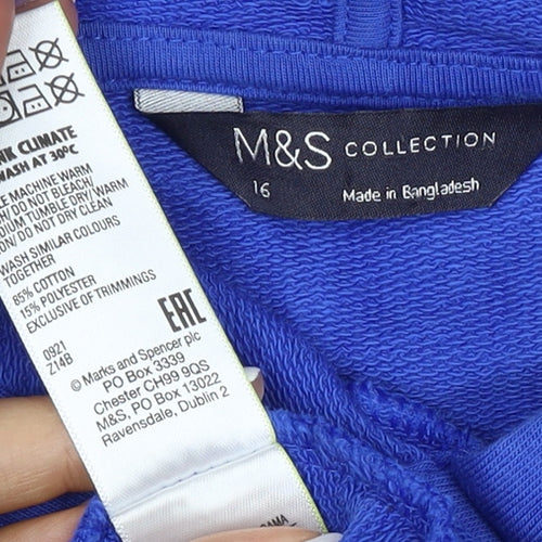 Marks and Spencer Women’s Blue Size 16 Pullover Drawstring Hoodie