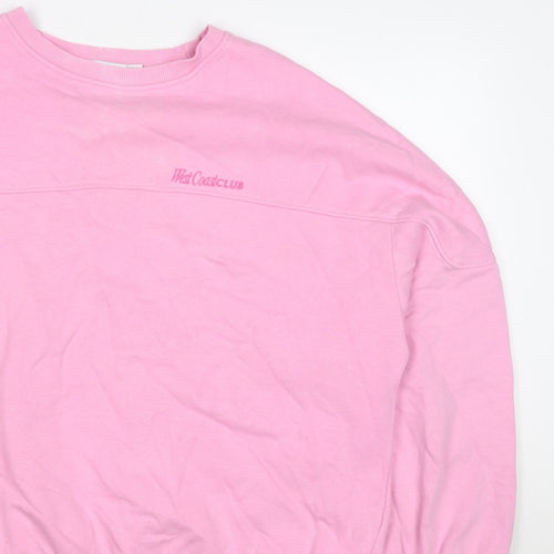 Strand Nabils Women Pink M West Coast Club Embroidered Crew Sweatshirt