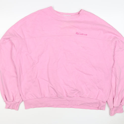 Strand Nabils Women Pink M West Coast Club Embroidered Crew Sweatshirt