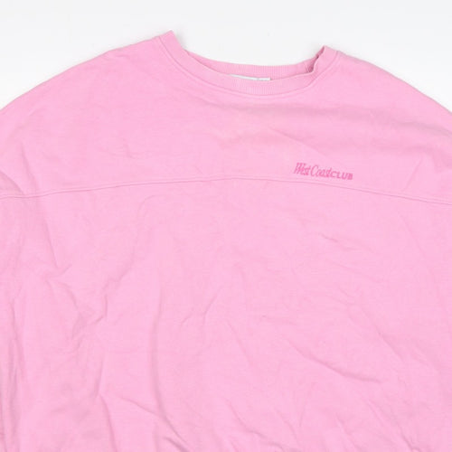 Strand Nabils Women Pink M West Coast Club Embroidered Crew Sweatshirt