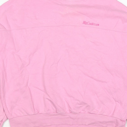 Strand Nabils Women Pink M West Coast Club Embroidered Crew Sweatshirt