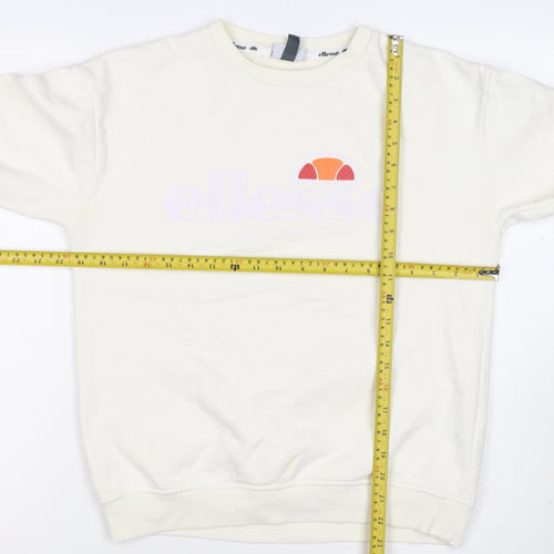 Ellesse Women’s Ivory UK 10 Pullover Logo Crew Neck Sweatshirt
