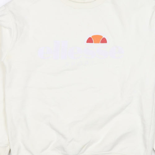 Ellesse Women’s Ivory UK 10 Pullover Logo Crew Neck Sweatshirt