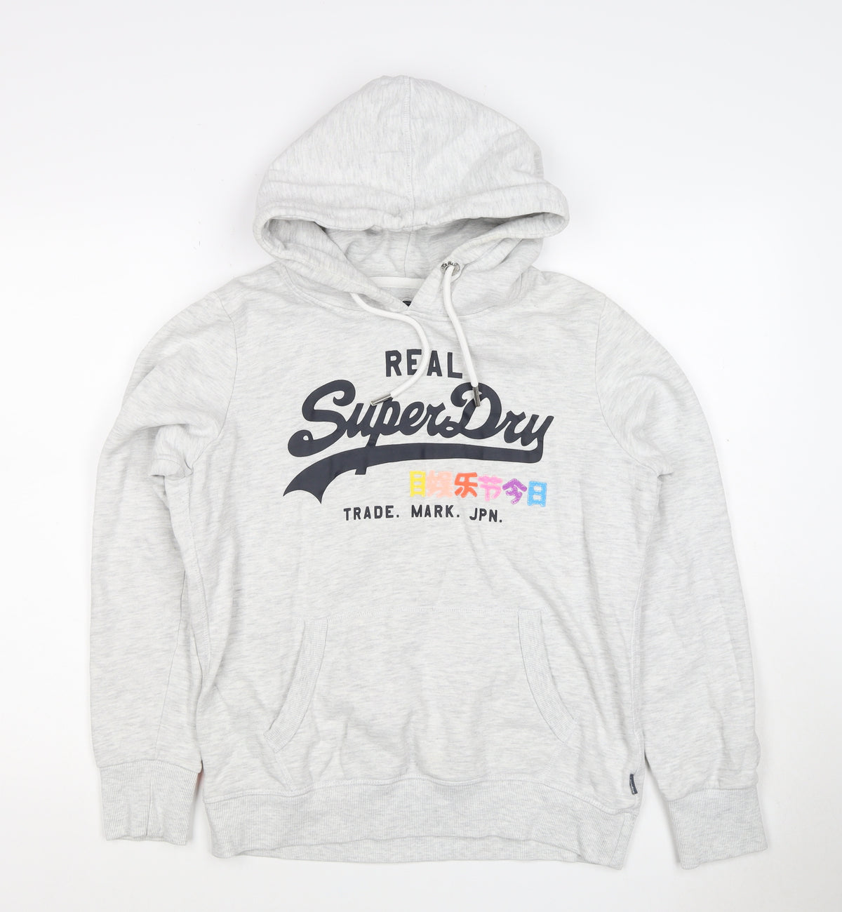 Superdry Women Grey UK 10 Pullover Hoodie Graphic Print Pockets