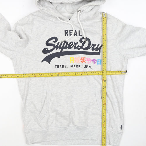 Superdry Women Grey UK 10 Pullover Hoodie Graphic Print Pockets