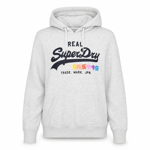 Superdry Women Grey UK 10 Pullover Hoodie Graphic Print Pockets