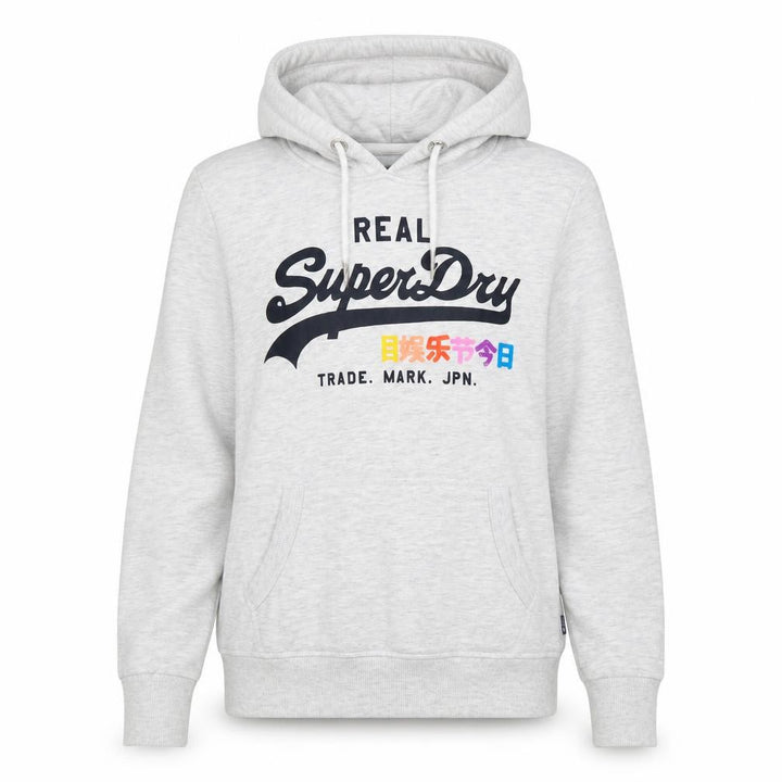 Superdry Women Grey UK 10 Pullover Hoodie Graphic Print Pockets