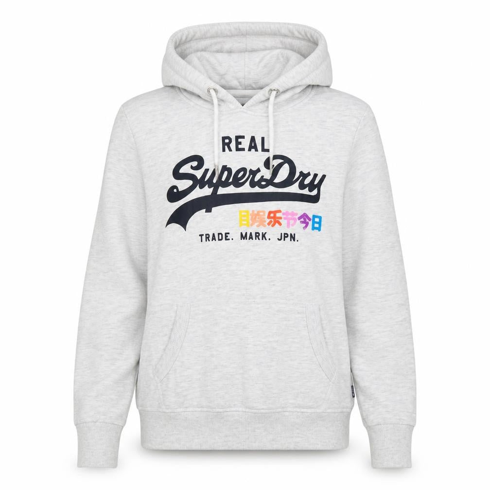 Superdry Women Grey UK 10 Pullover Hoodie Graphic Print Pockets
