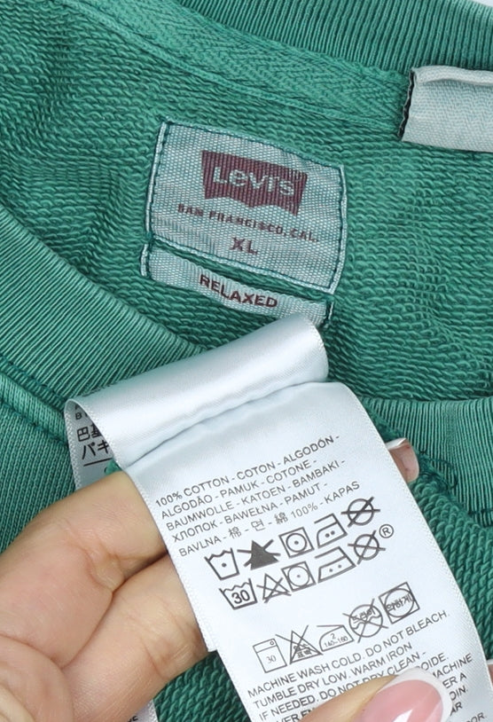 Levi's Men's Green XL Relaxed Logo Crew Neck Pullover Sweatshirt
