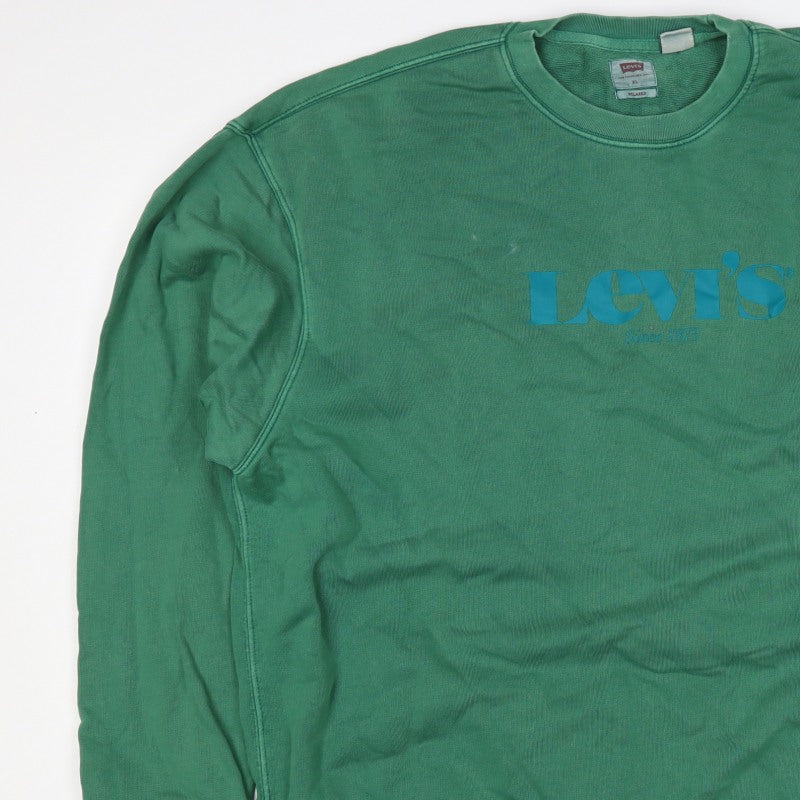Levi's Men's Green XL Relaxed Logo Crew Neck Pullover Sweatshirt