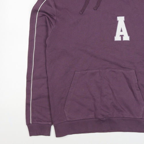 ASOS DESIGN Men’s Purple M Pullover Hoodie College Logo Pocket