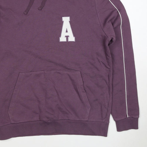 ASOS DESIGN Men’s Purple M Pullover Hoodie College Logo Pocket