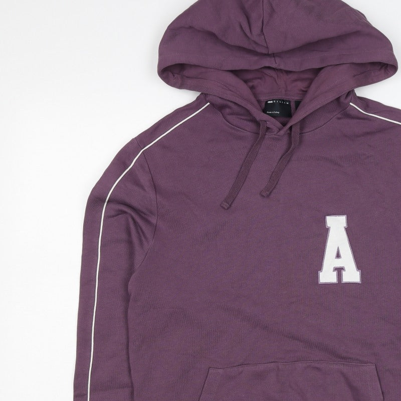 ASOS DESIGN Men’s Purple M Pullover Hoodie College Logo Pocket