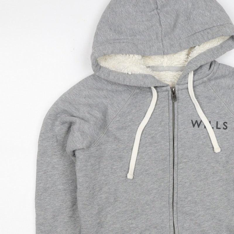 Jack Wills Women’s Grey UK 6 Full Zip Sherpa Lined Logo Hoodie