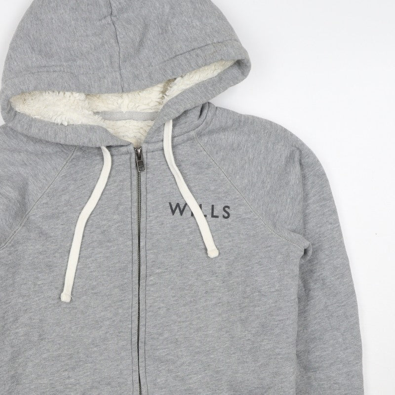 Jack Wills Women’s Grey UK 6 Full Zip Sherpa Lined Logo Hoodie