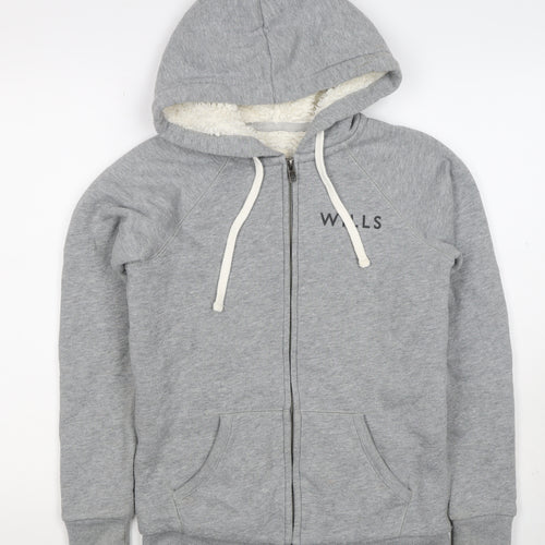 Jack Wills Women’s Grey UK 6 Full Zip Sherpa Lined Logo Hoodie