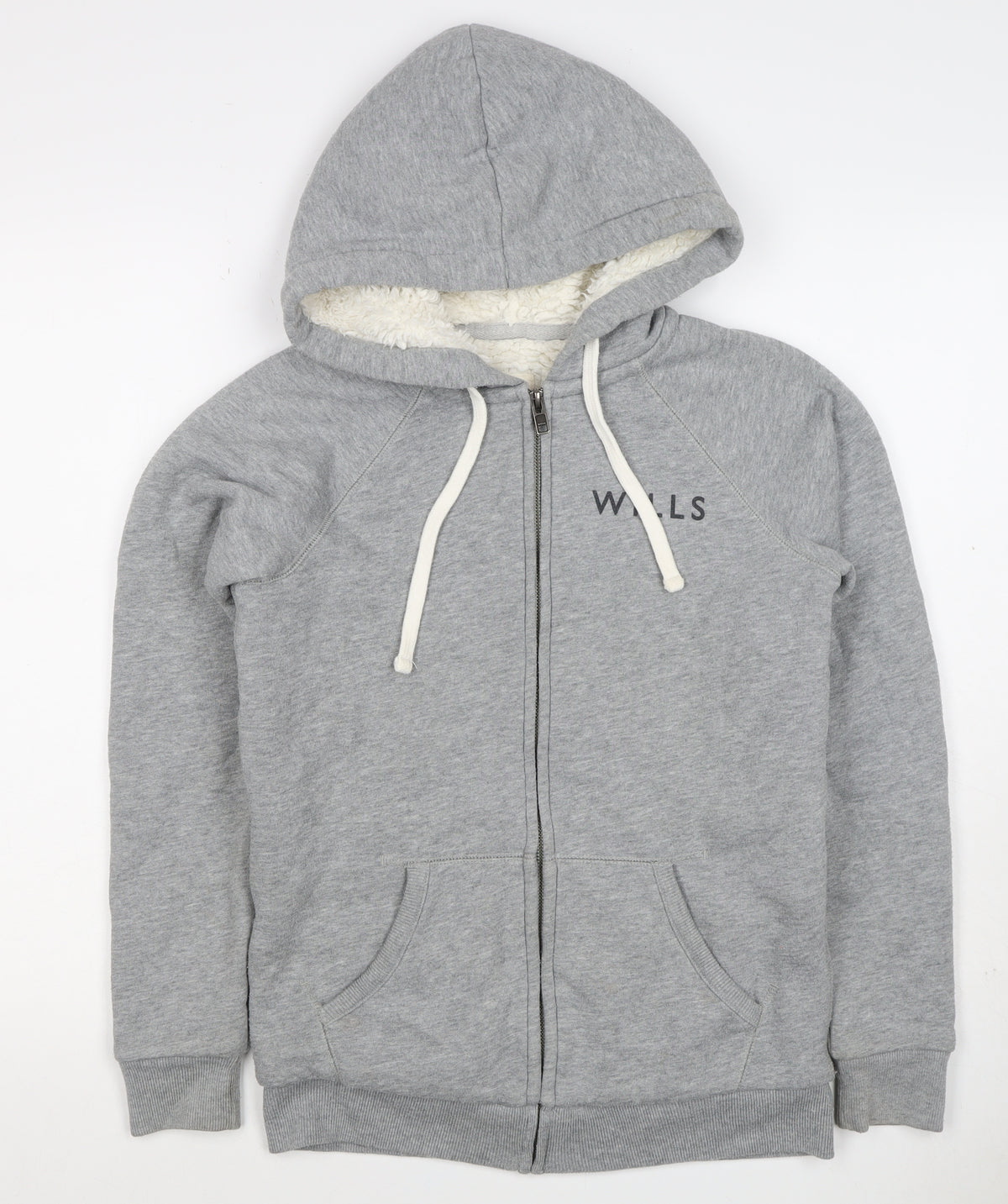 Jack Wills Women’s Grey UK 6 Full Zip Sherpa Lined Logo Hoodie