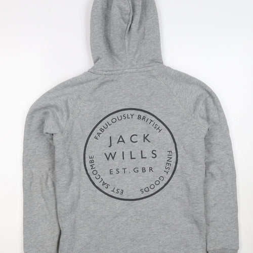Jack Wills Women’s Grey UK 6 Full Zip Sherpa Lined Logo Hoodie