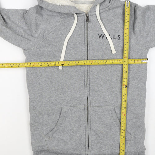 Jack Wills Women’s Grey UK 6 Full Zip Sherpa Lined Logo Hoodie