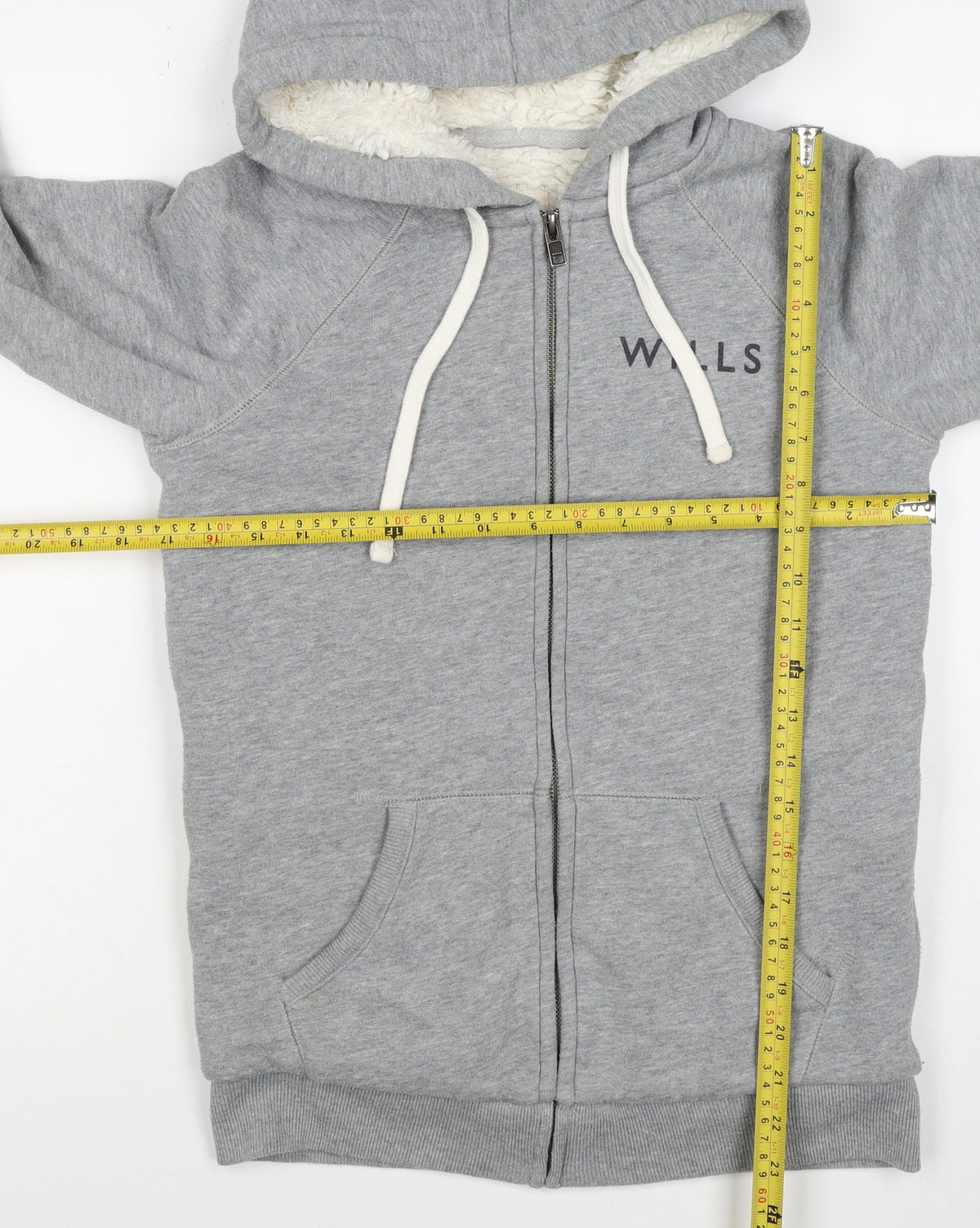 Jack Wills Women’s Grey UK 6 Full Zip Sherpa Lined Logo Hoodie