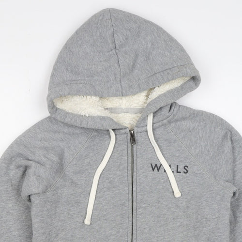 Jack Wills Women’s Grey UK 6 Full Zip Sherpa Lined Logo Hoodie