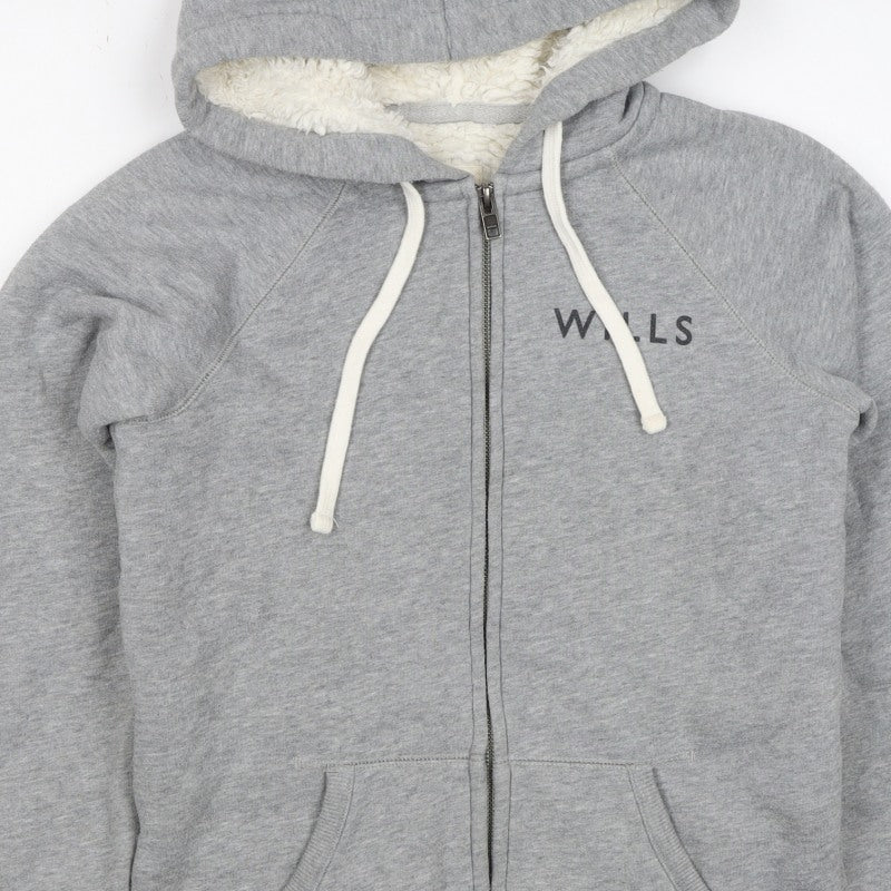 Jack Wills Women’s Grey UK 6 Full Zip Sherpa Lined Logo Hoodie