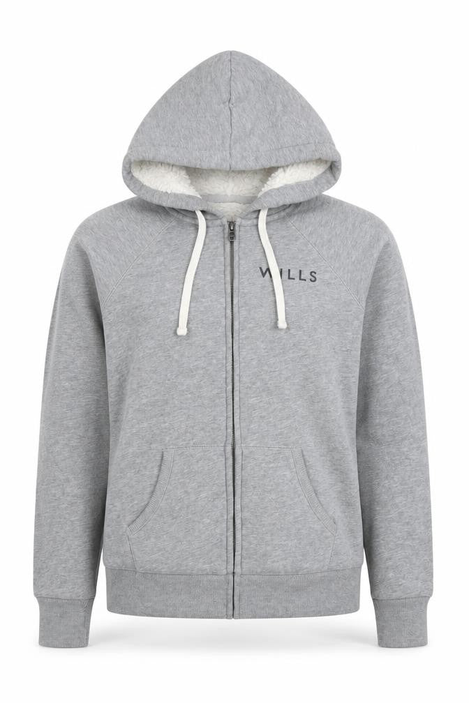 Jack Wills Women’s Grey UK 6 Full Zip Sherpa Lined Logo Hoodie