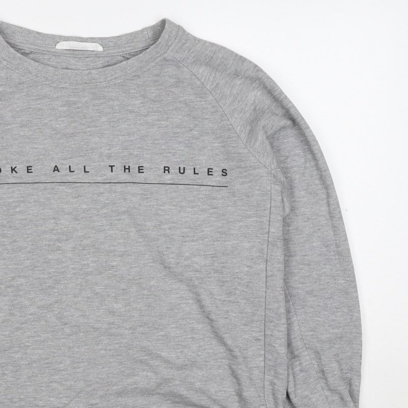 Additional view of Mango Teens Grey XS Pullover Sweatshirt Graphic Quote Raglan