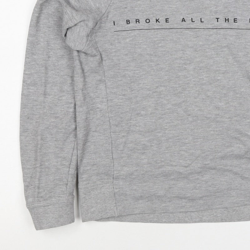 Additional view of Mango Teens Grey XS Pullover Sweatshirt Graphic Quote Raglan