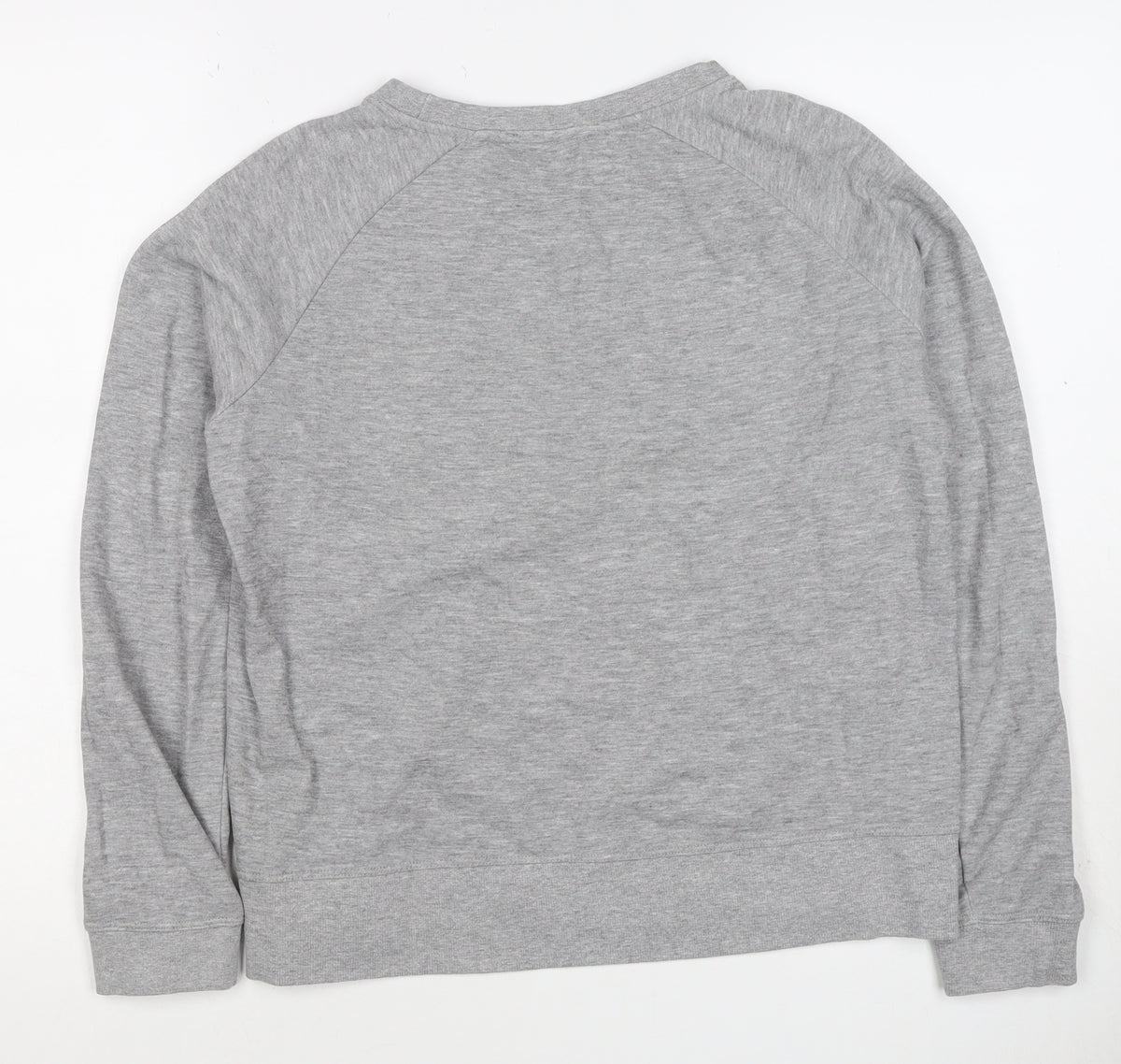 Close-up detail of Mango Teens Grey XS Pullover Sweatshirt Graphic Quote Raglan
