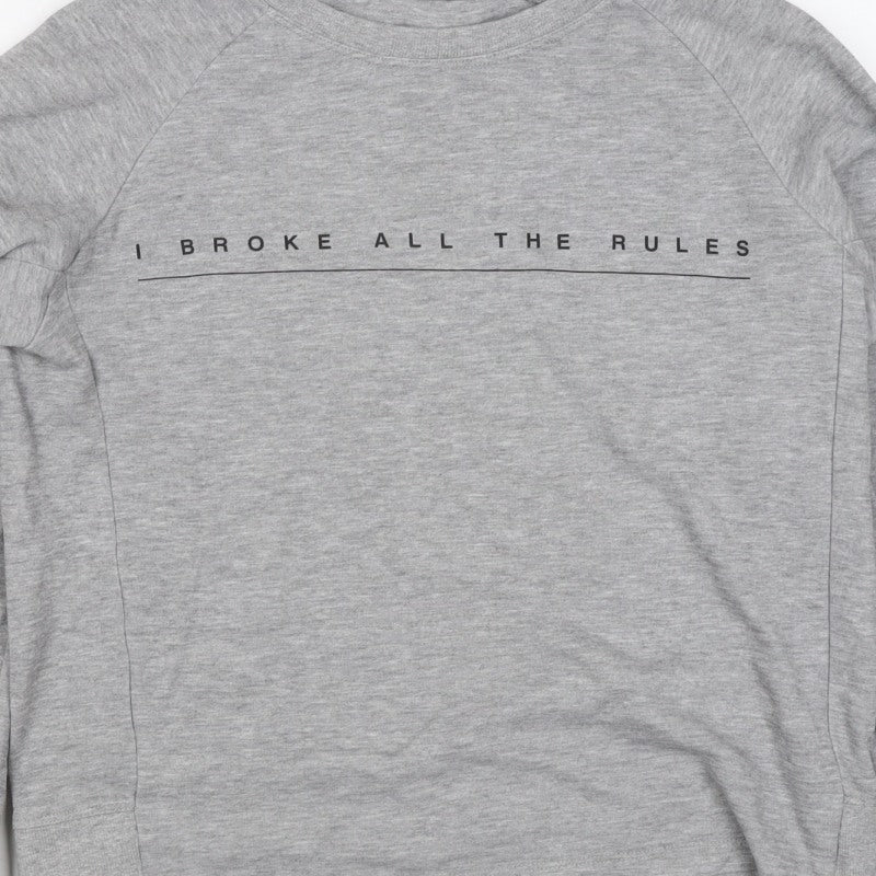Additional view of Mango Teens Grey XS Pullover Sweatshirt Graphic Quote Raglan